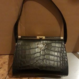 Guess black faux croc purse